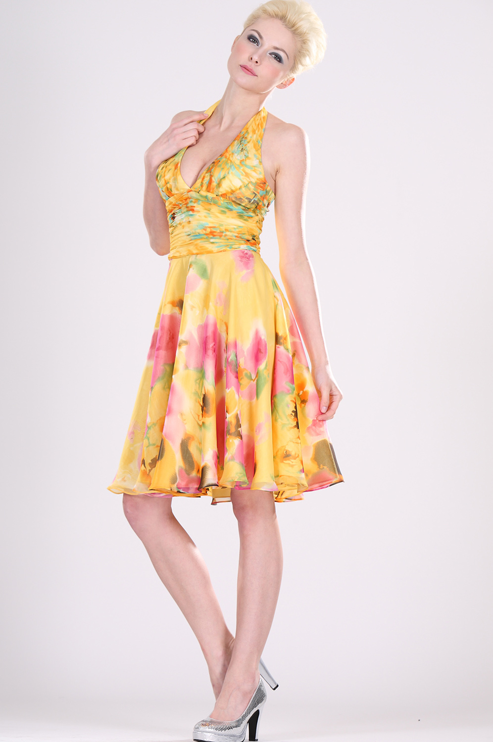 Floral Halter Cocktail Dress