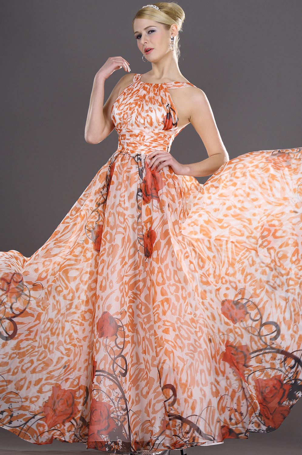 Lindo Floral Vestido de Noche Fiesta