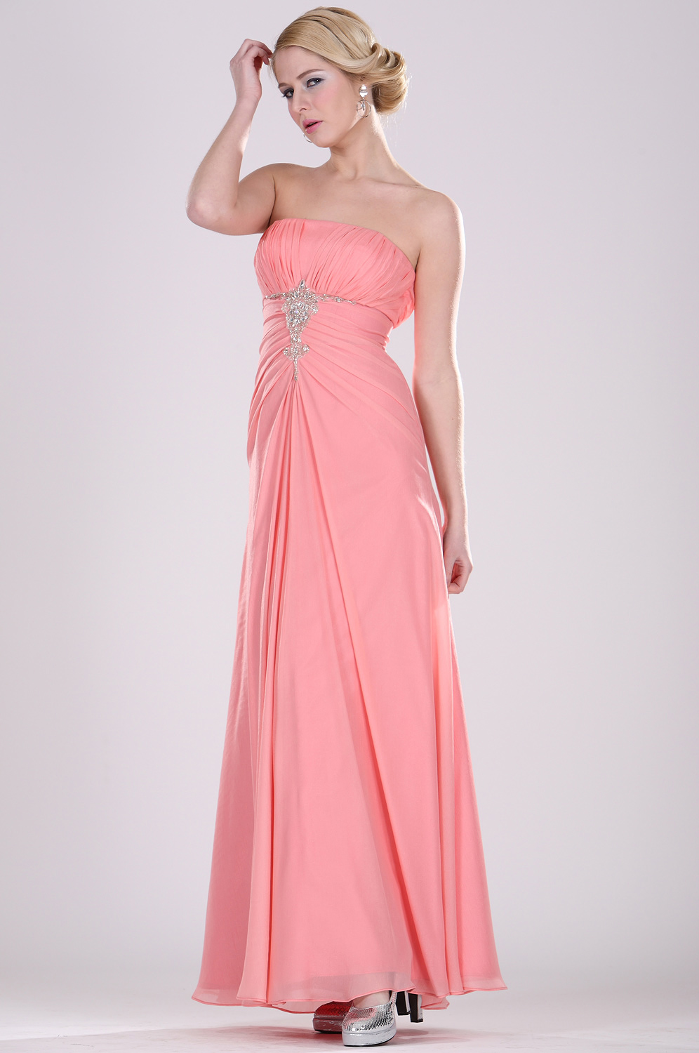 Strapless Beaded Bridesmaid Dress