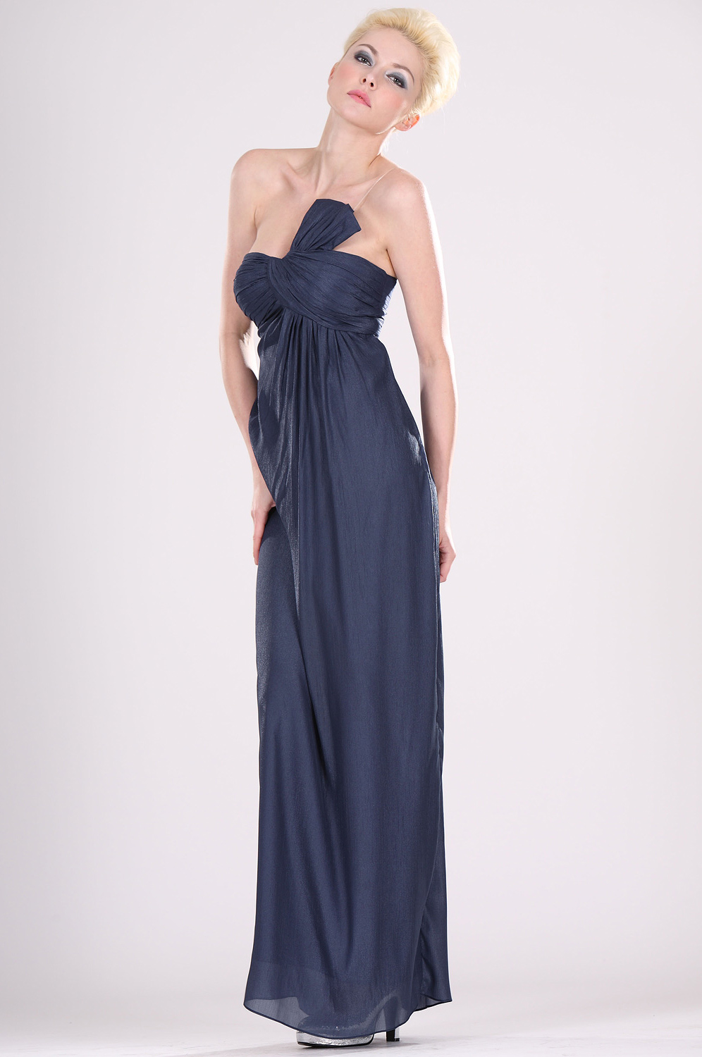 Trägerlos  Elegant  leuchtend Blau  Abendkleid