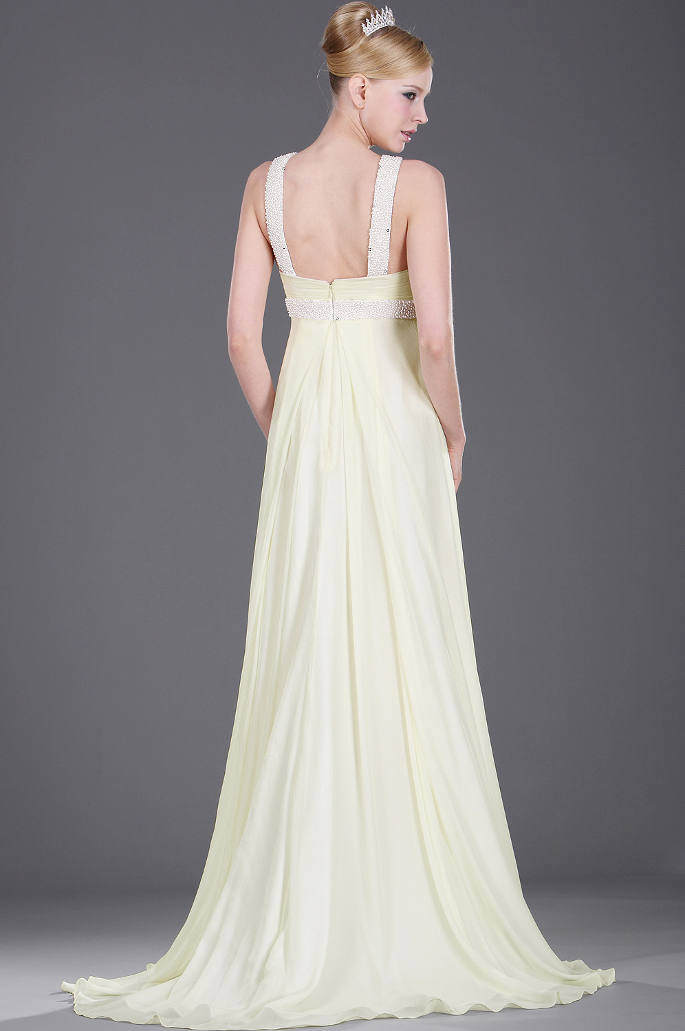 V-Träger Perlen Abendkleid