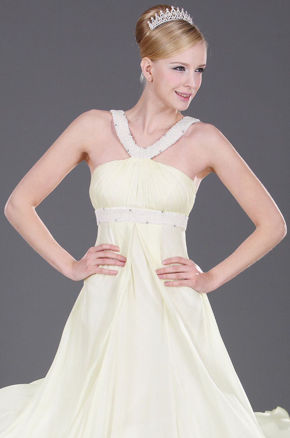 V-Träger Perlen Abendkleid