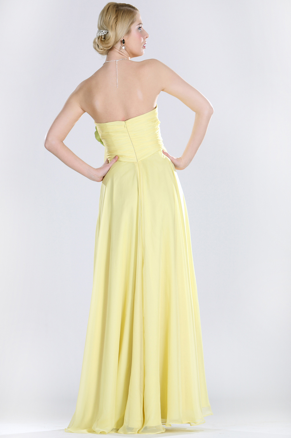 Trägerlos  Elegant Blume  scharmant gelb Abendkleid