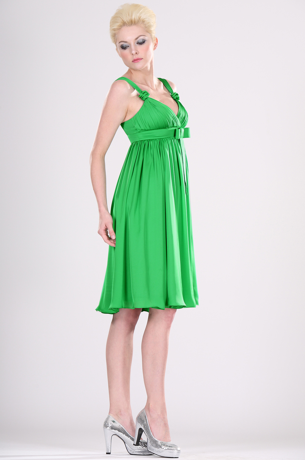 Träger  V-Schnitt scharmant grün Abendkleid