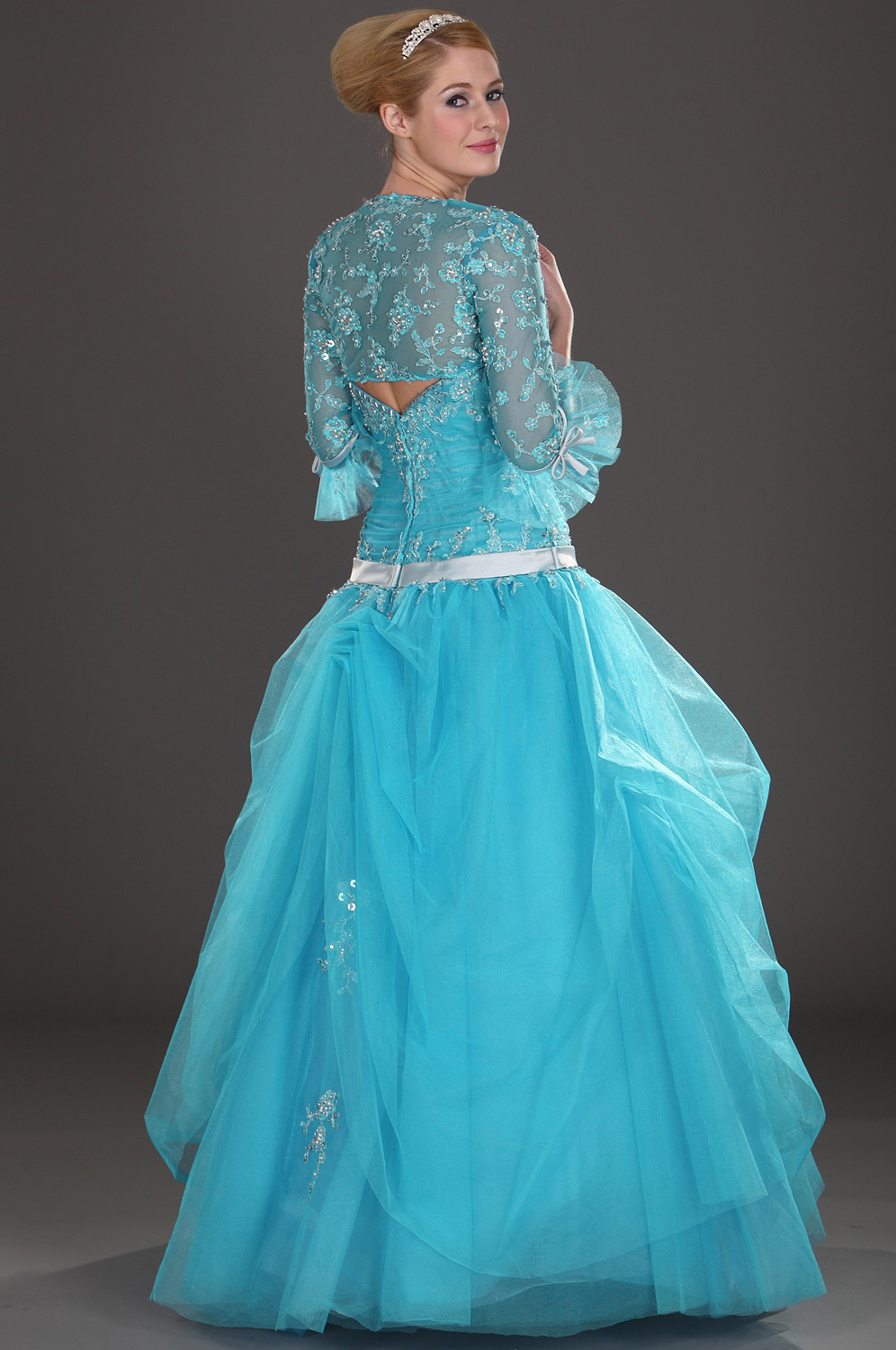 Attrayant Bleu Sans bretelle Robe de soiree