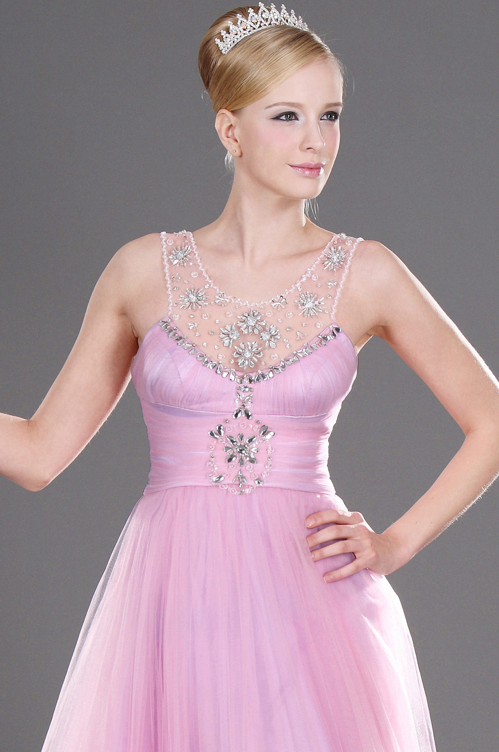 Träger  Perlen scharmant Abendkleid