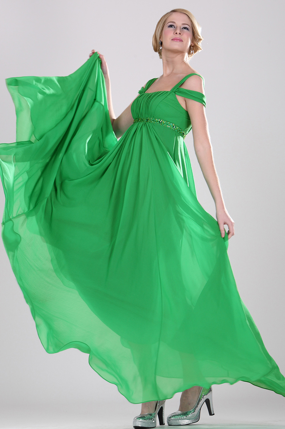 Stylish Green Evening Dress