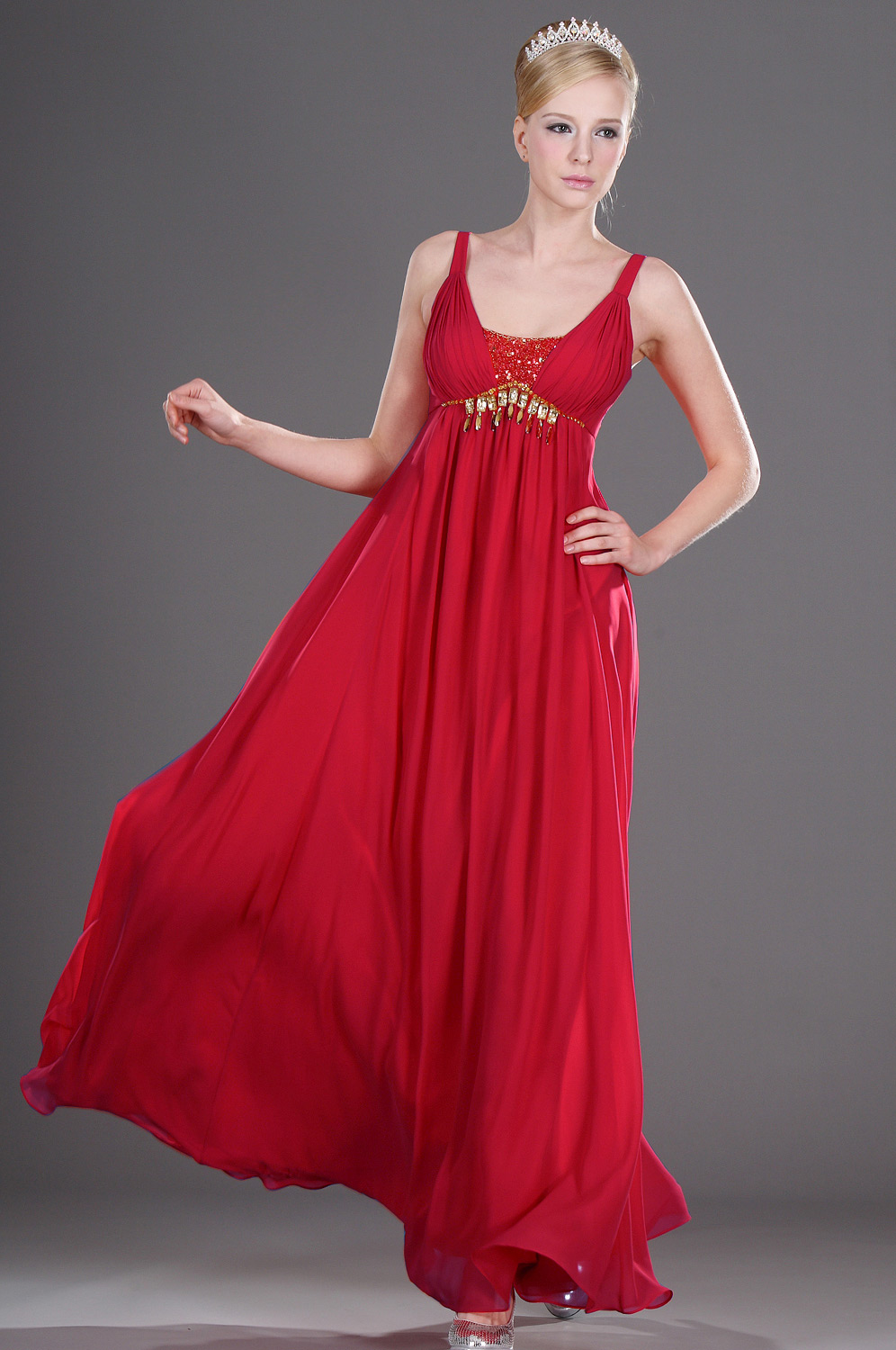 Träger  Elizabeth leuchtend Rot  Abendkleid