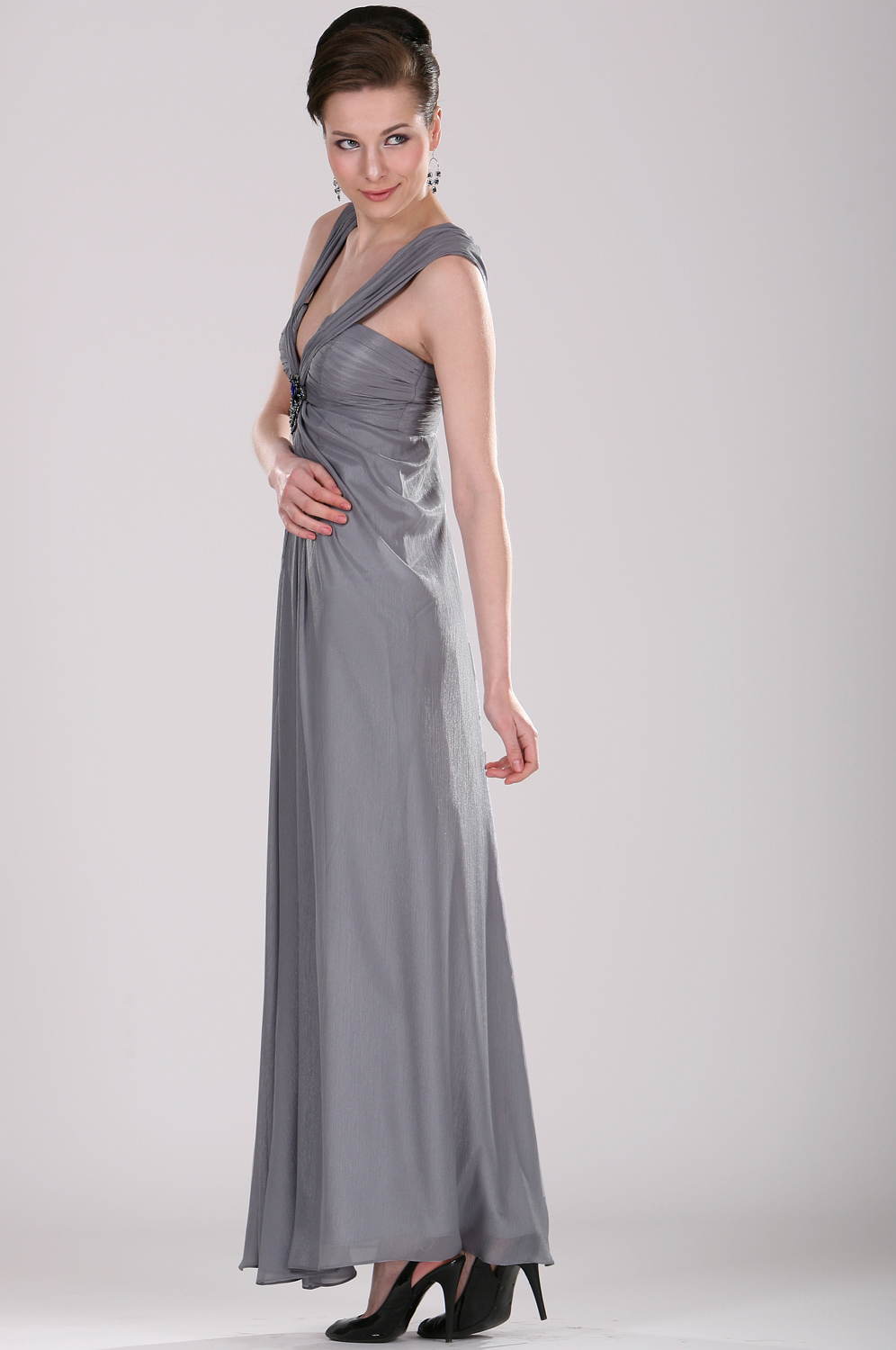 Träger  tiefer V-Schnitt  Abendkleid