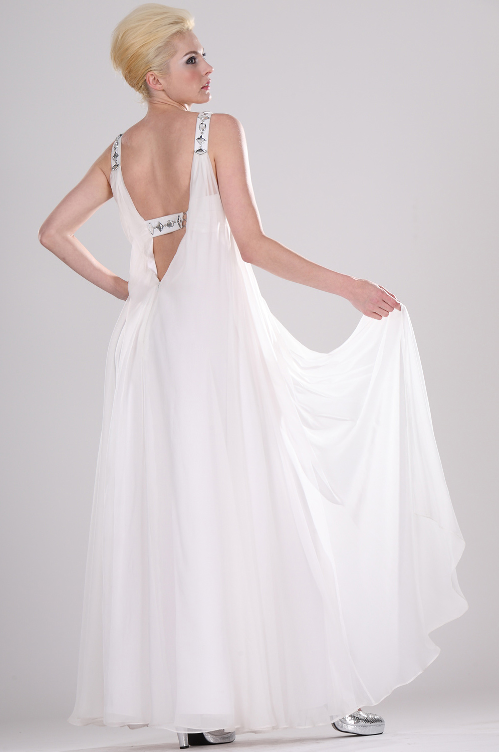 White Beaded Evening Dress