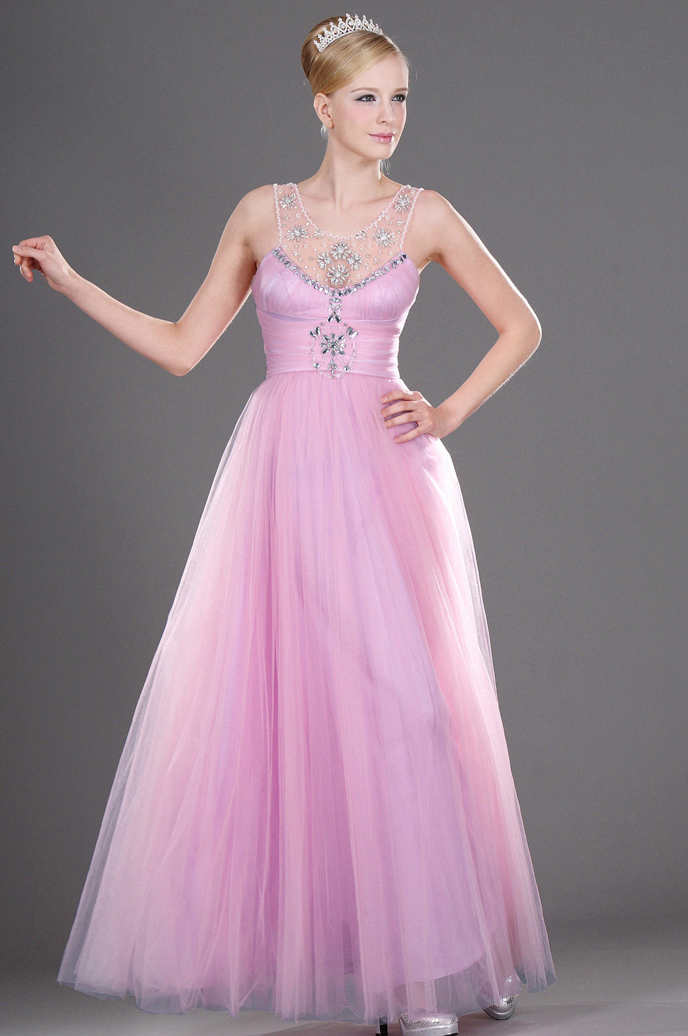 Träger  Perlen scharmant Abendkleid