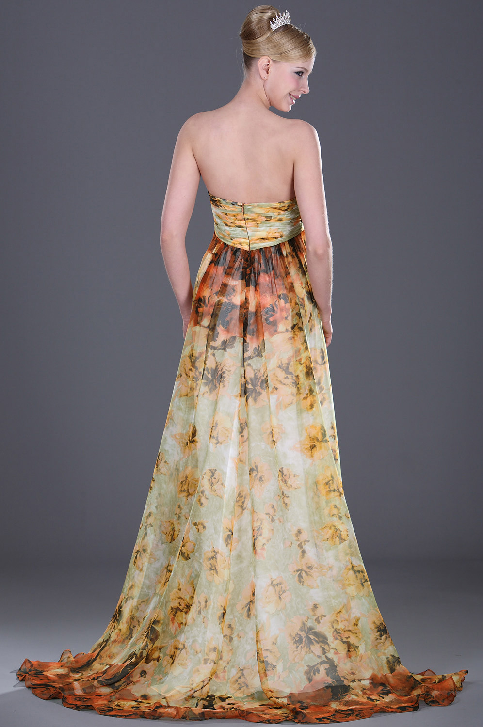 Trägerlos  scharmant flora  Abendkleid