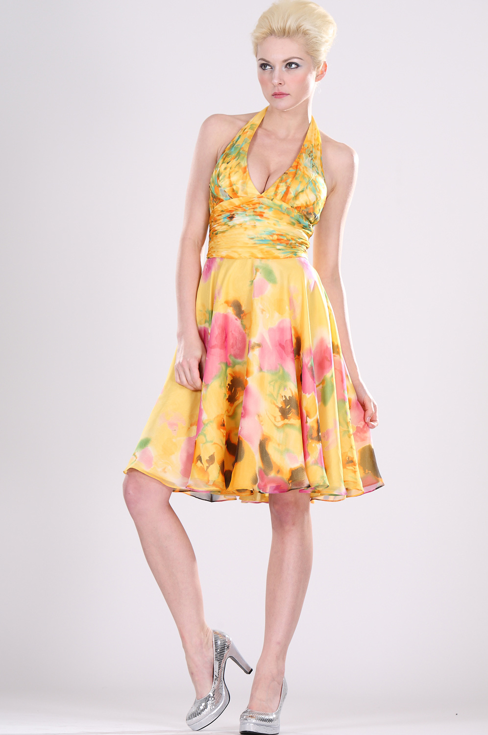 Floral Halter Cocktail Dress