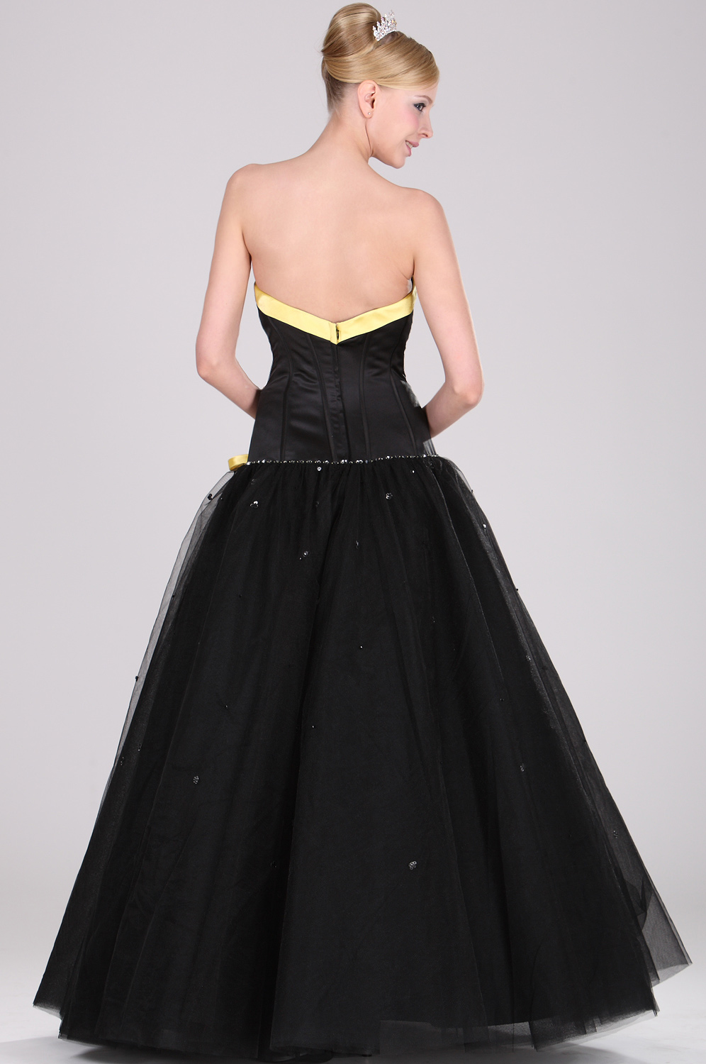 Trägerlos  Elegant  Schwarz Ballkleid