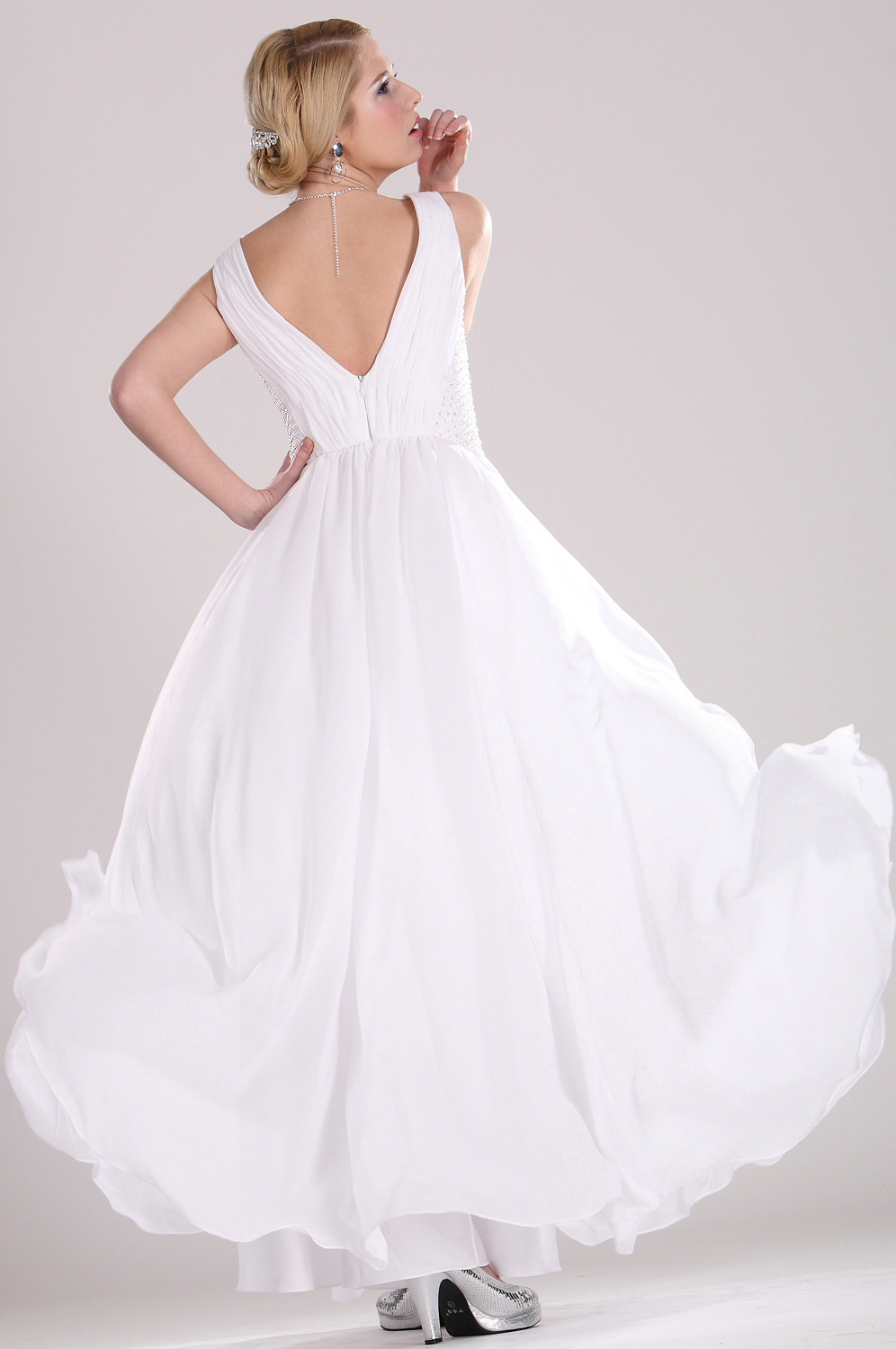 Marvelous V-cut Evening Dress