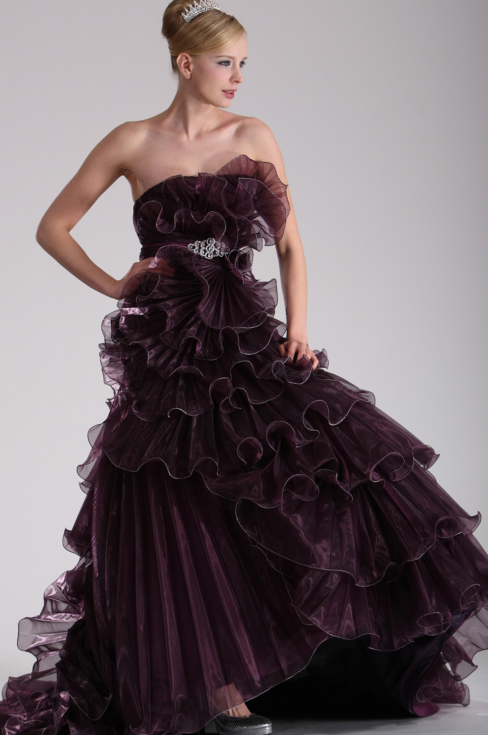 chic entièrement  fronce  bal  Robe