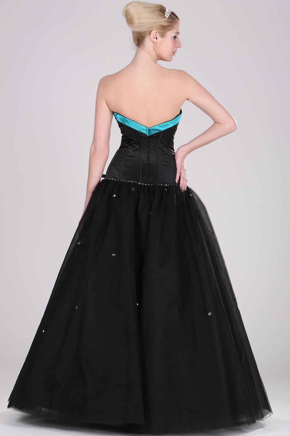 Trägerlos  Elegant  Schwarz Ballkleid
