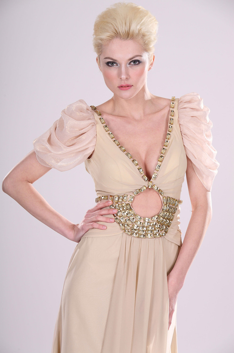 Träger  V-durchlöchern  Perlen Abendkleid