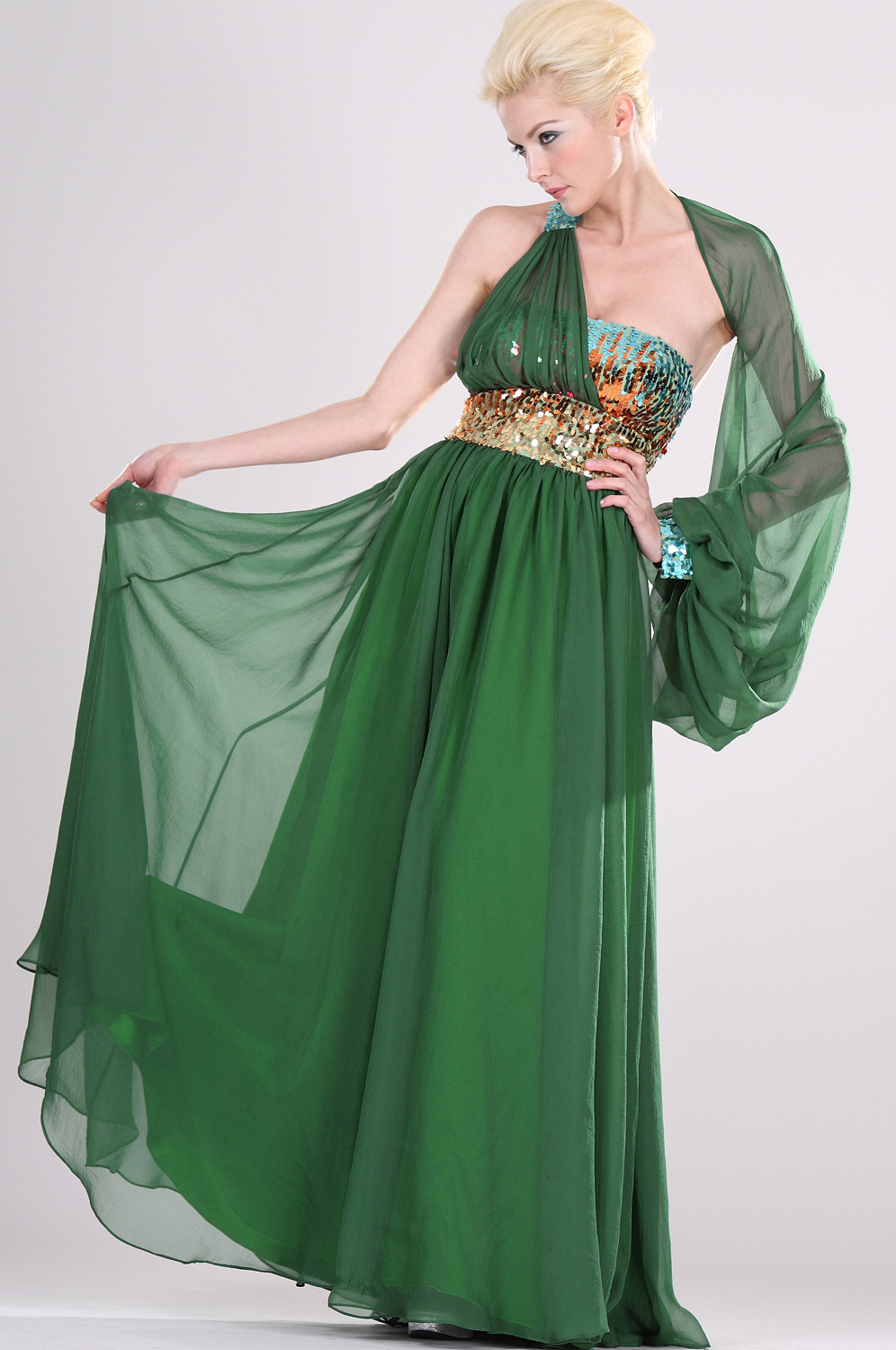 Stylish Single Sleeve Evening Dress