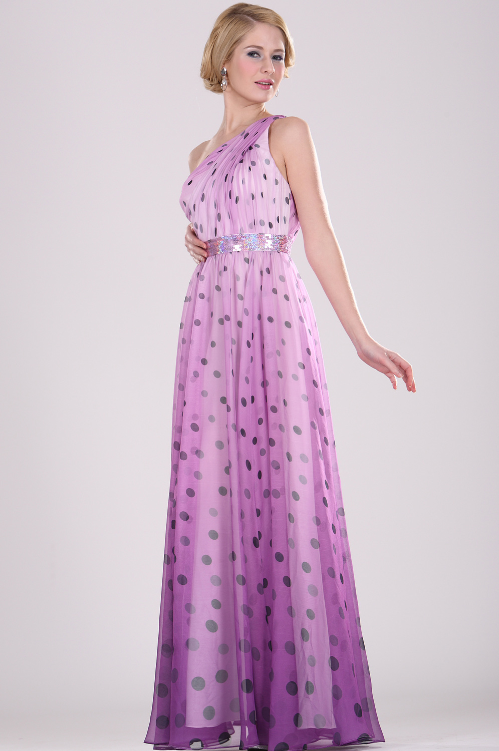Floral Single Shoulder Evening Dress