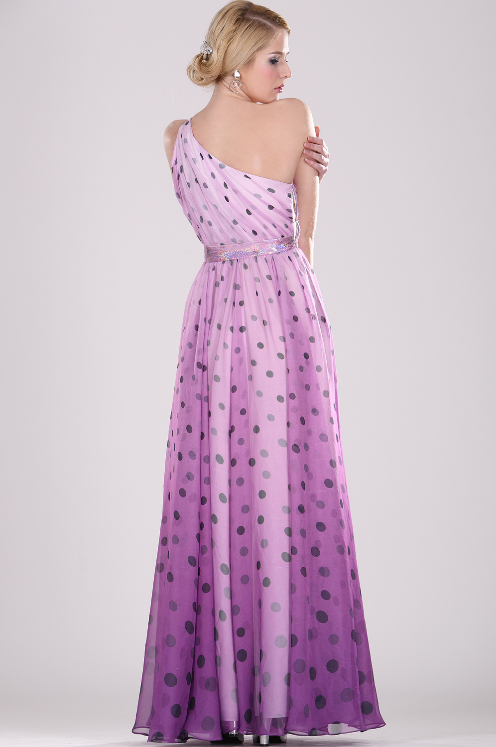Floral Single Shoulder Evening Dress