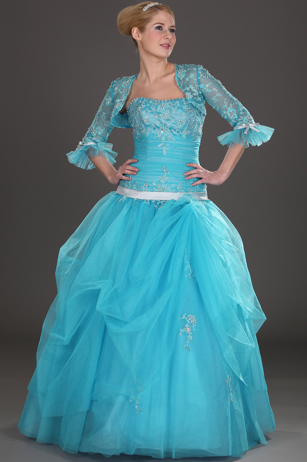 Attrayant Bleu Sans bretelle Robe de soiree