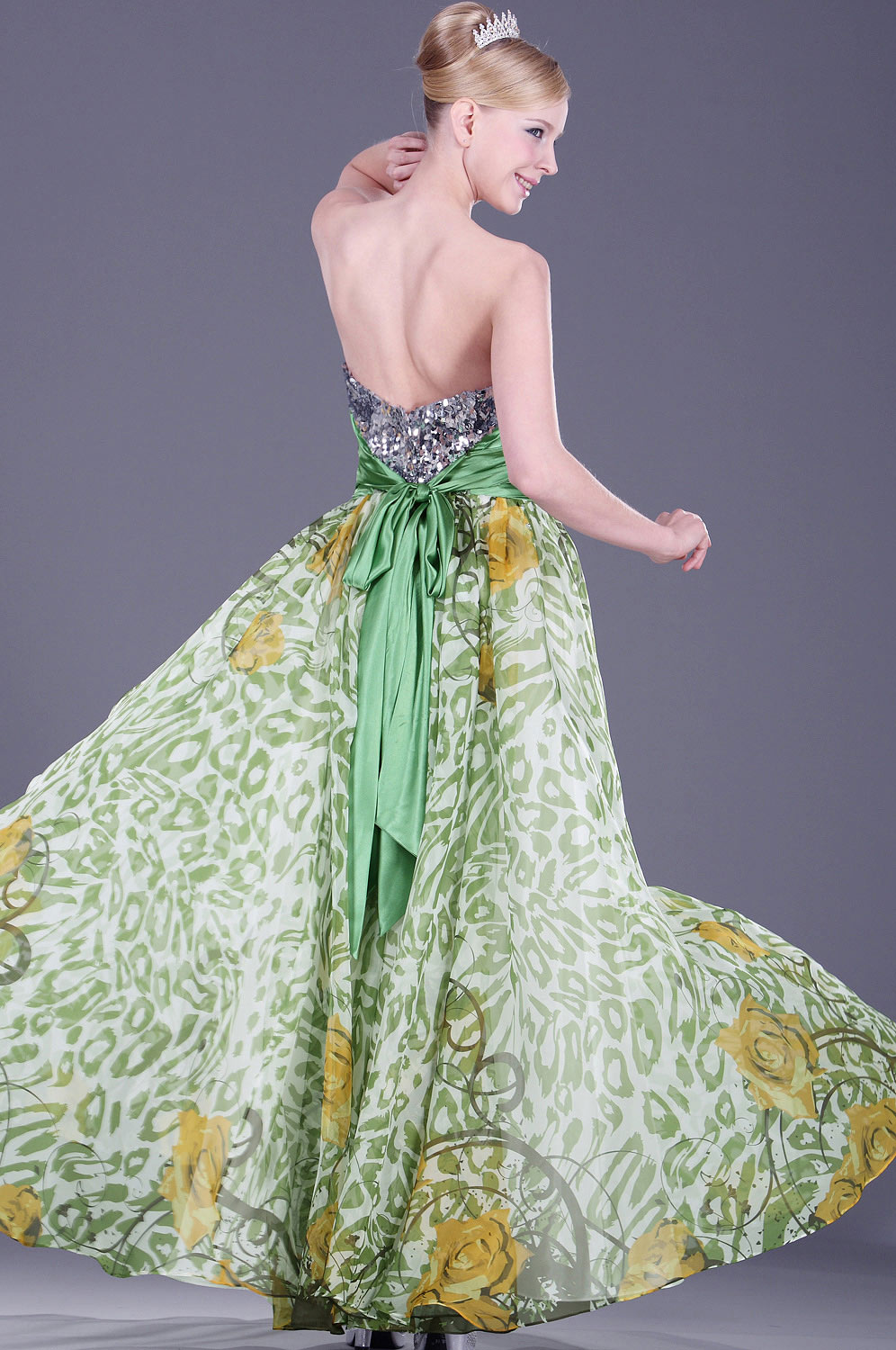 Trägerlos  leuchtend flora Abendkleid