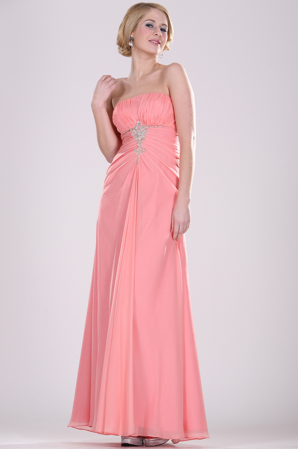Strapless Beaded Bridesmaid Dress
