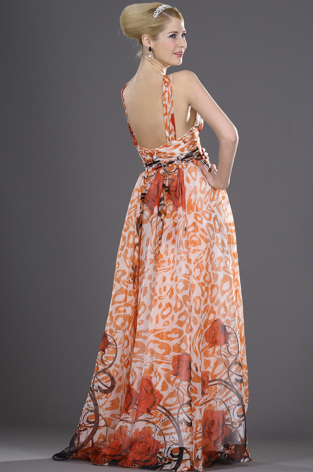 Lindo Floral Vestido de Noche Fiesta