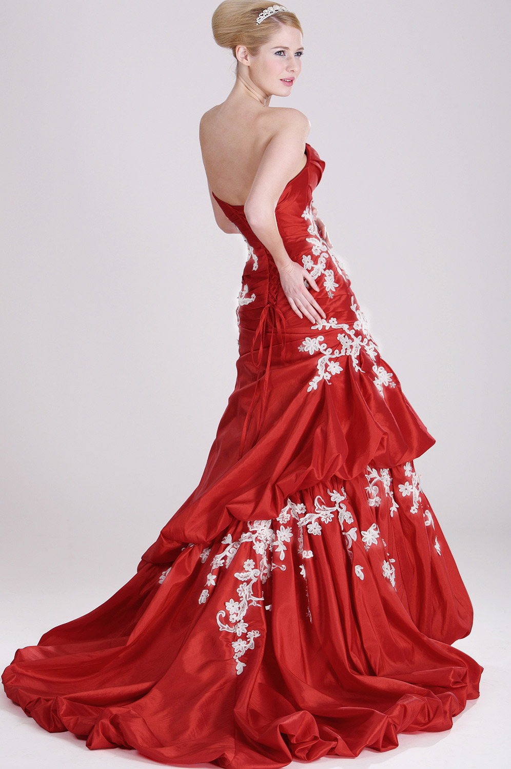 Trägerlos  Elegant großartig Rot Ballkleid