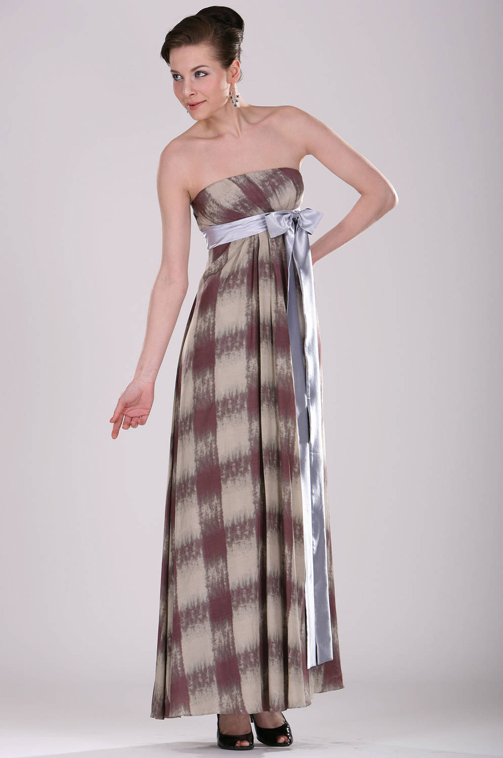 Elegant Strapless Imprimée Robe de Soiree