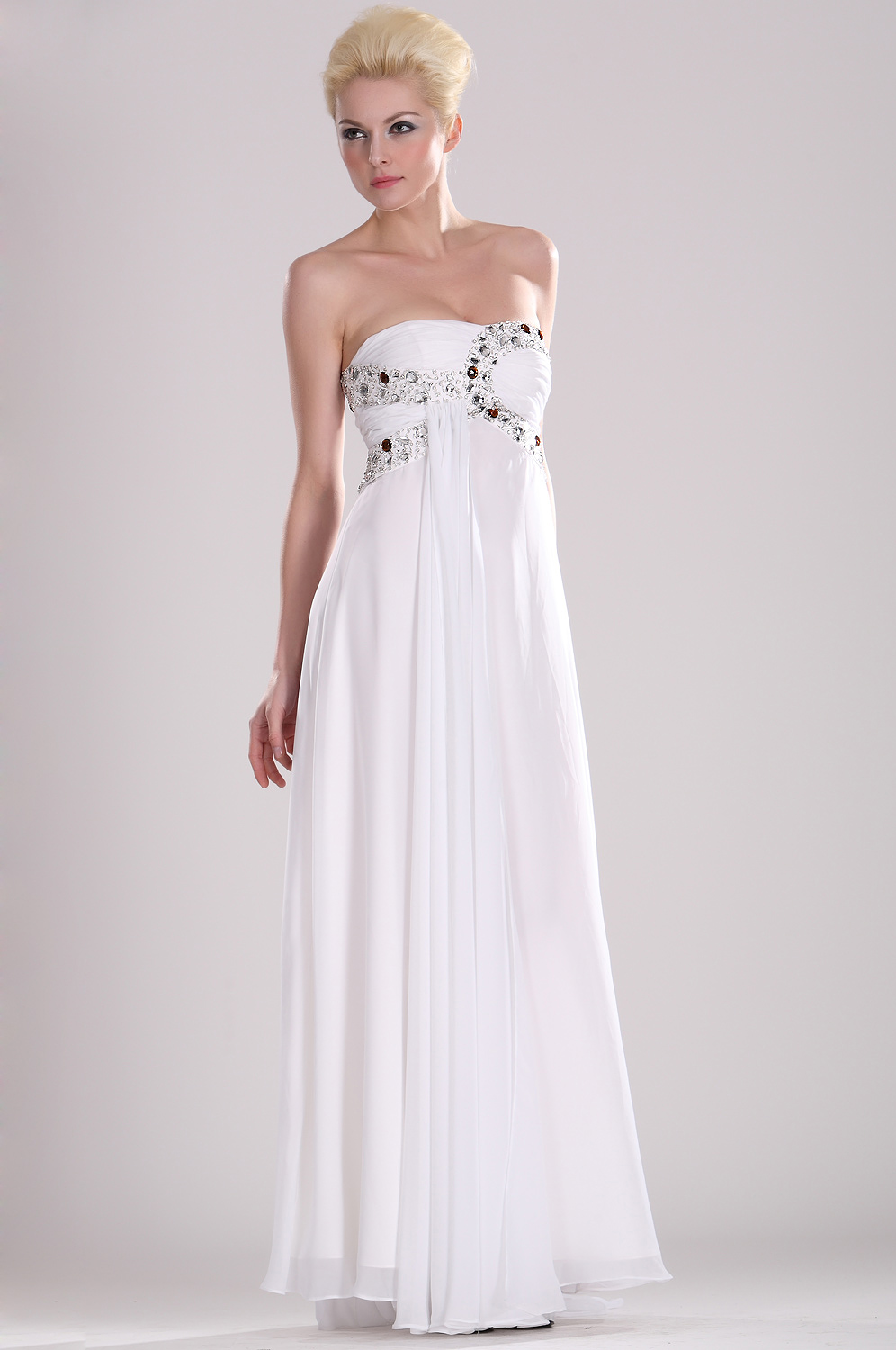 Strapless Beaded Robe de Soiree