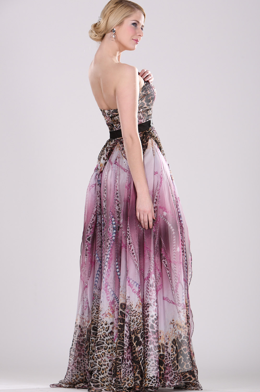Strapless Floral Evening Dress