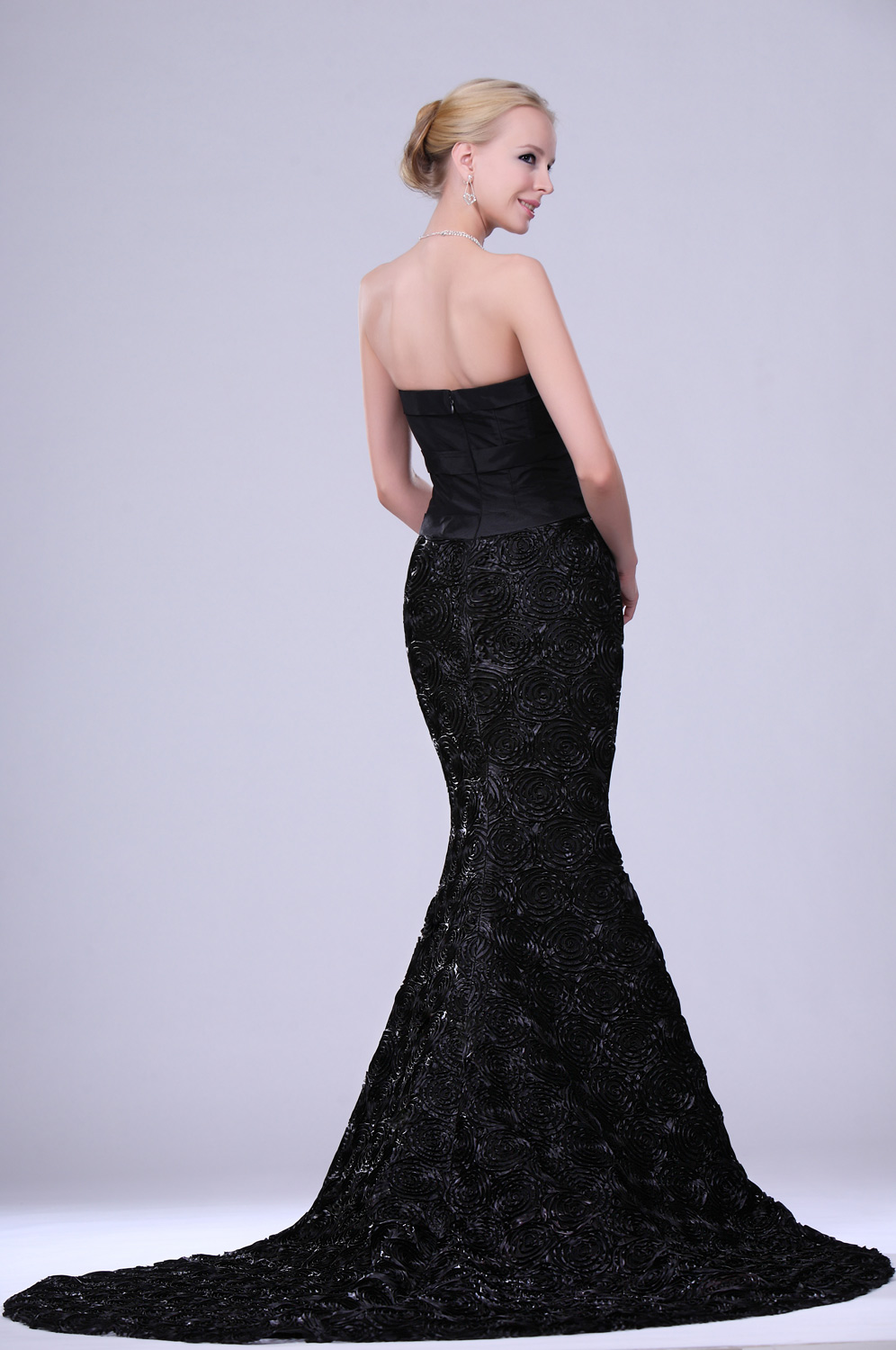 Romantiques noire Sans bretelles Robe de Soiree