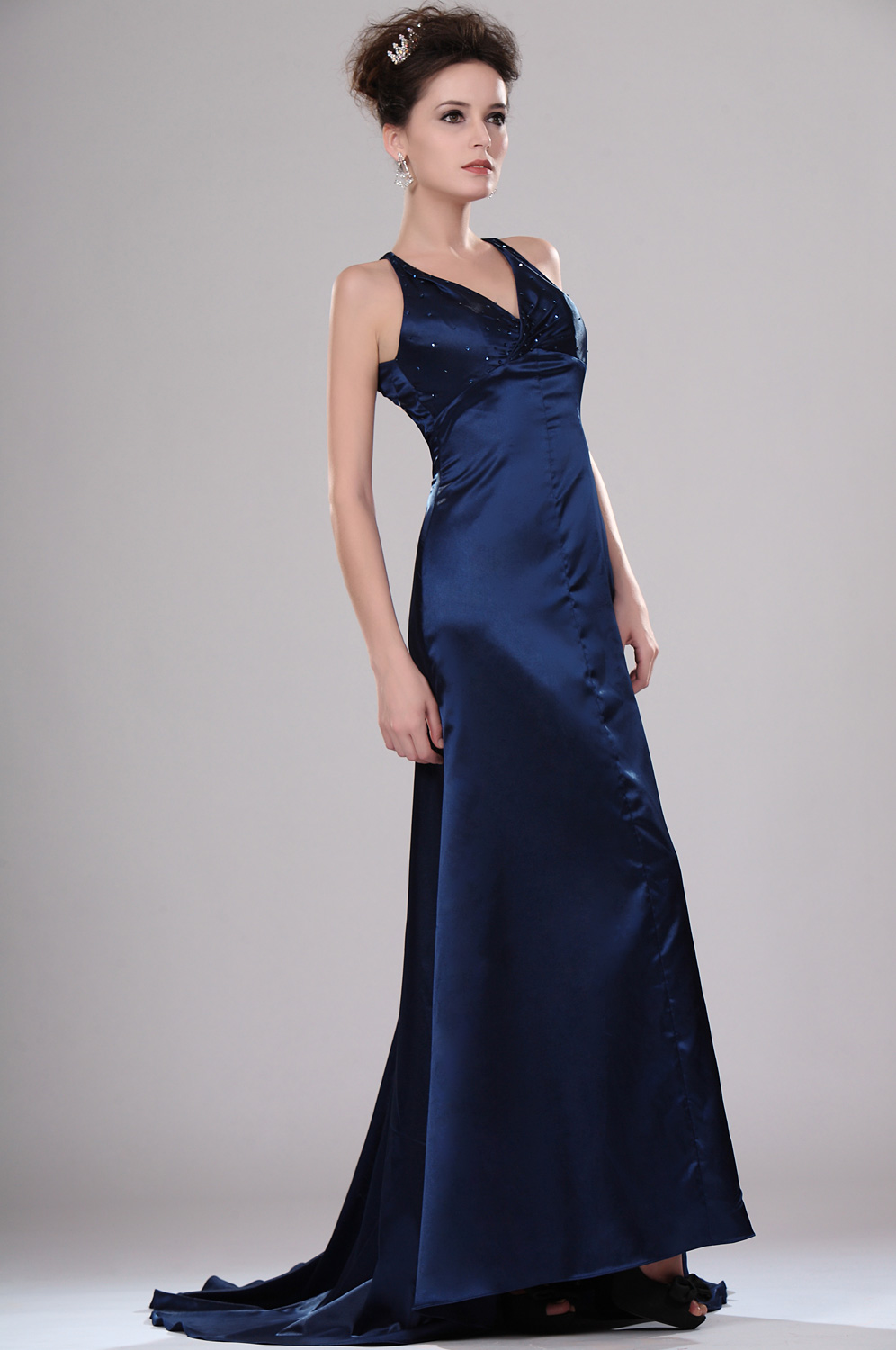 Elegant Fitted V-neck Evening Dress