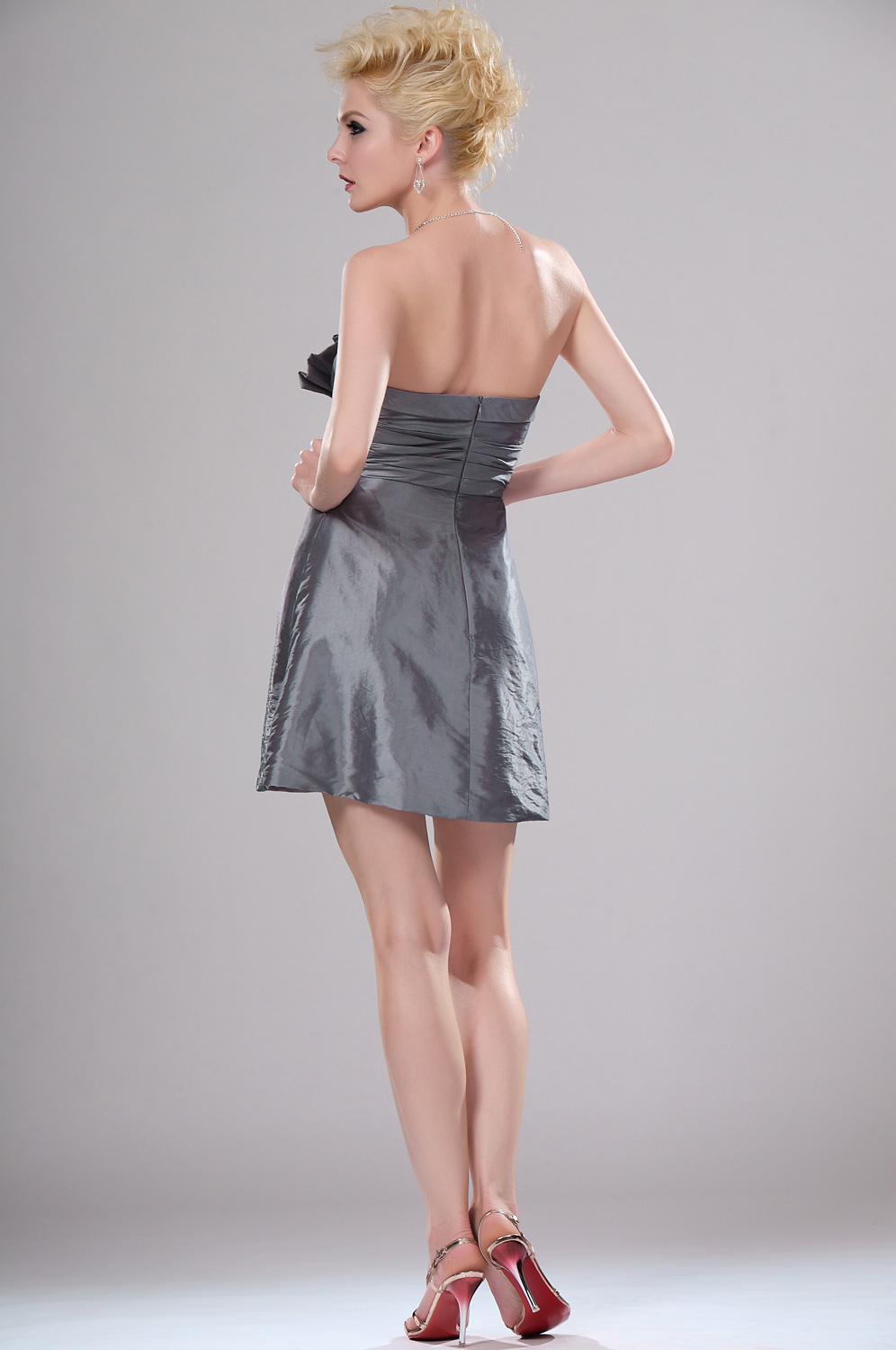 Popular estilo Reluciente vestido de Coctel Sin tirante