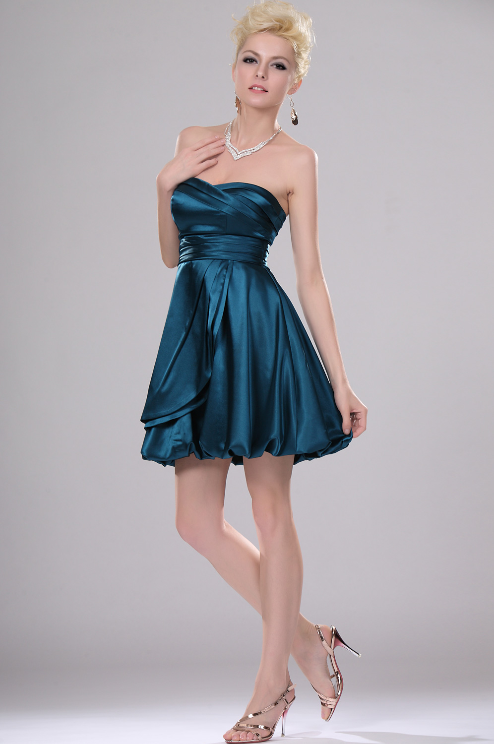 Adorable de Pliegue Vestido de Fiesta/Velada sin Tirante