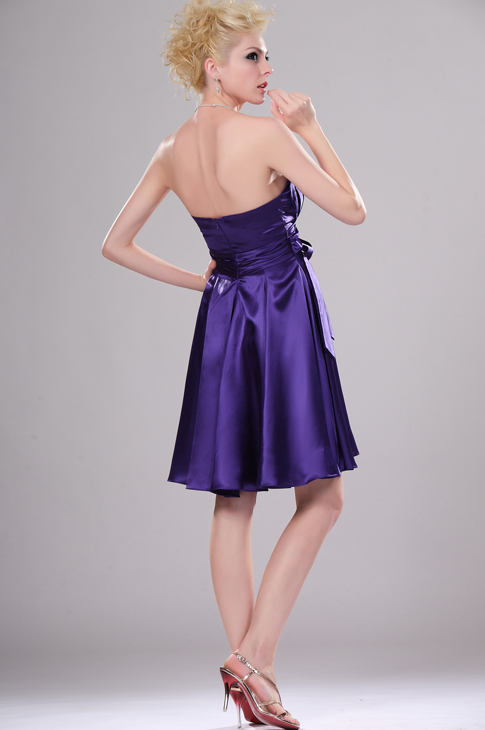 Stylish Strapless Pleated Cocktail Dress