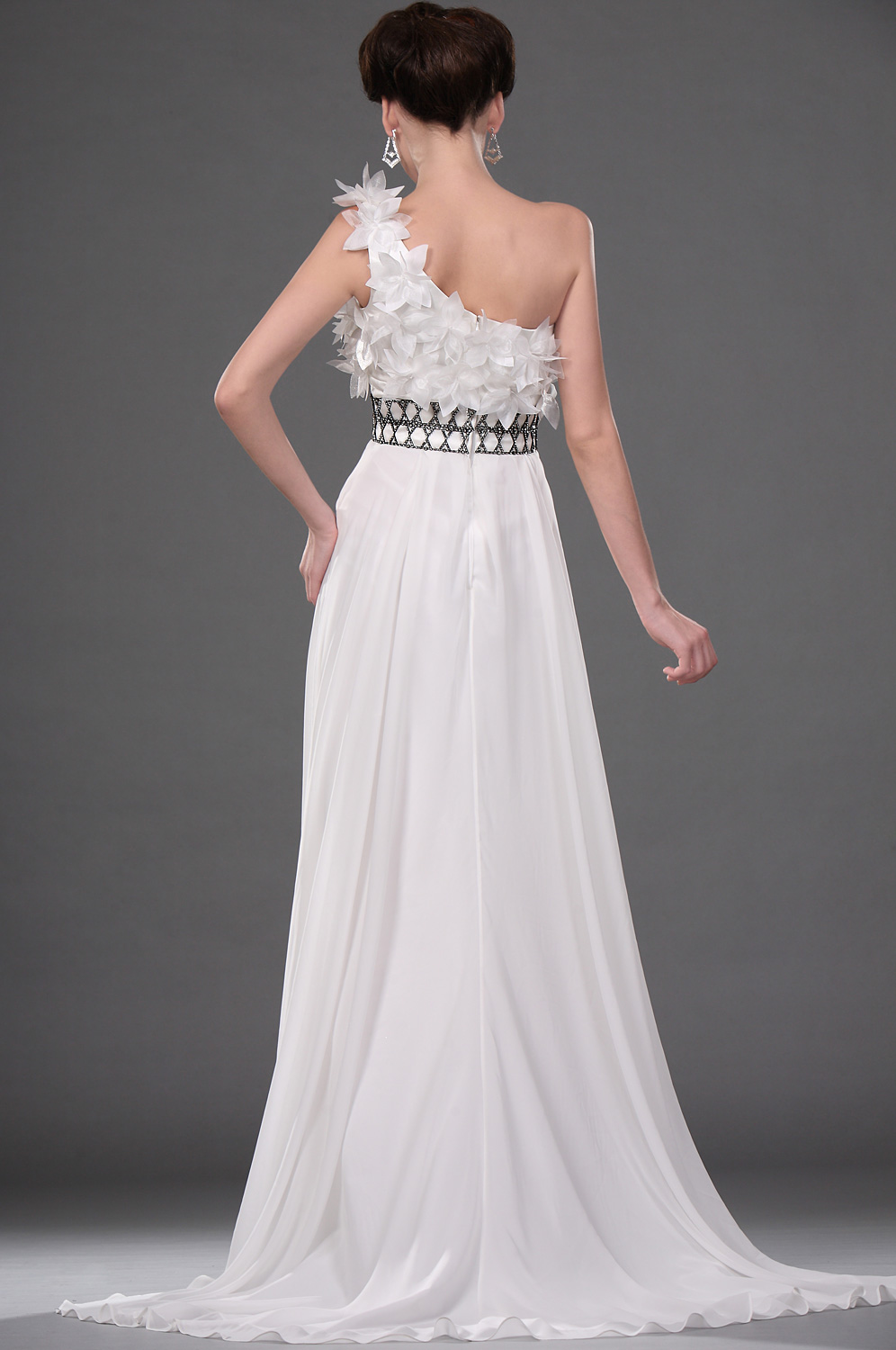 Elegant weiss Ein-Schulter Brautkleid