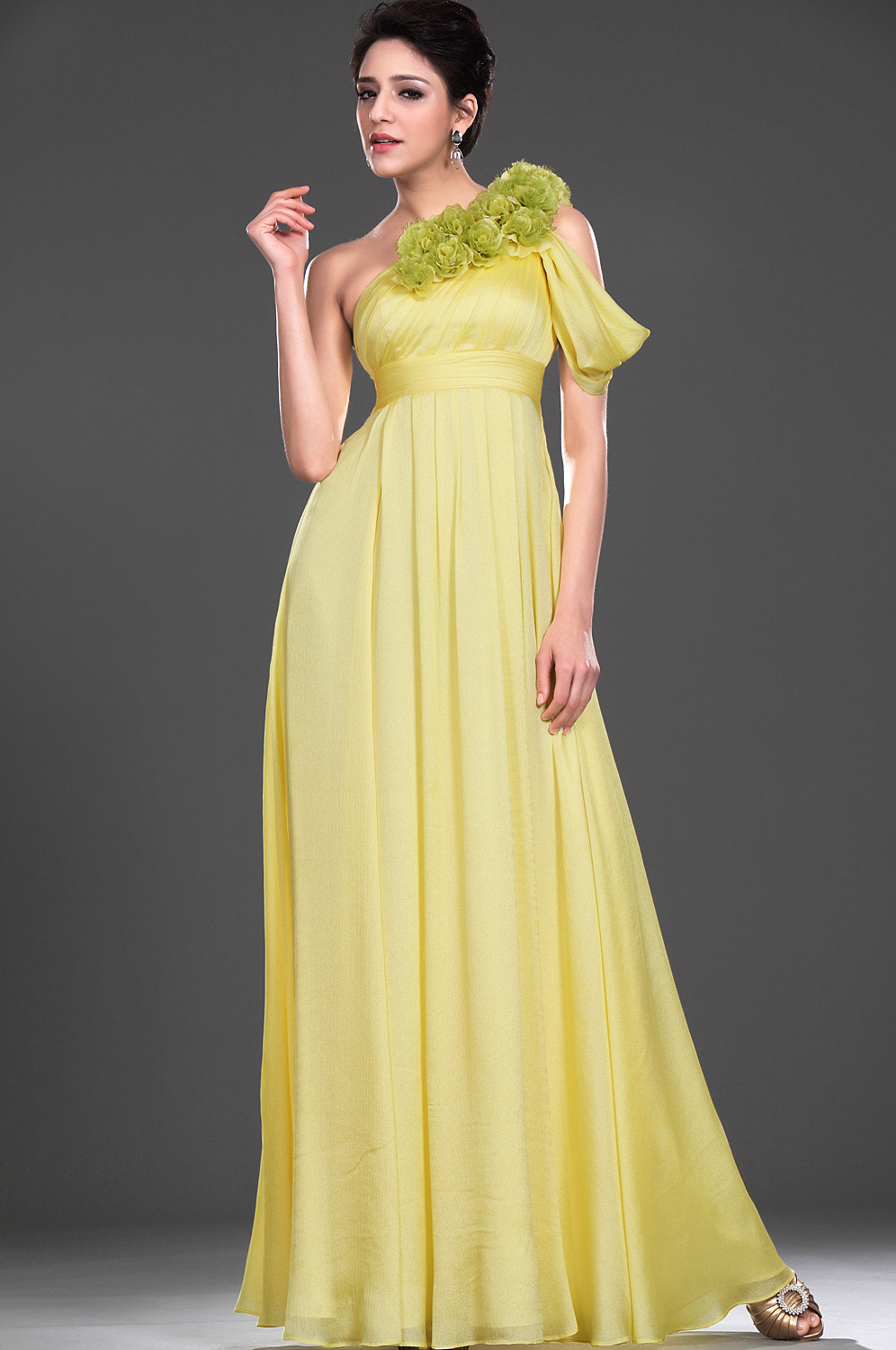 New Elegant Beaded One Shoudler Evening Dress