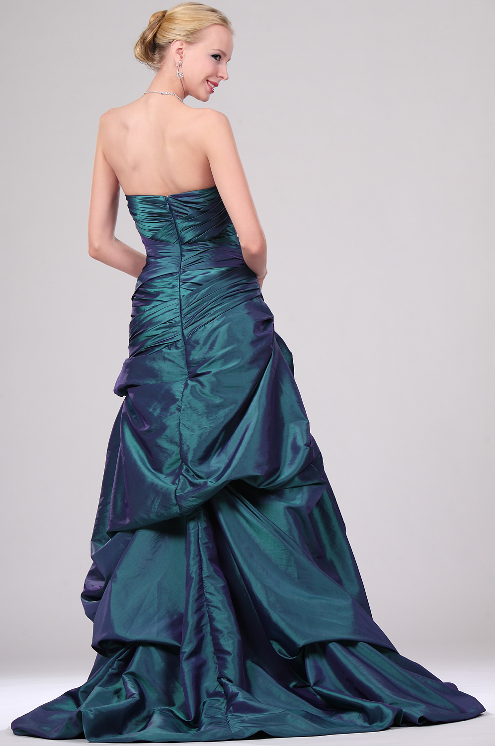 New Pleated Strapless Prom Gown with Split