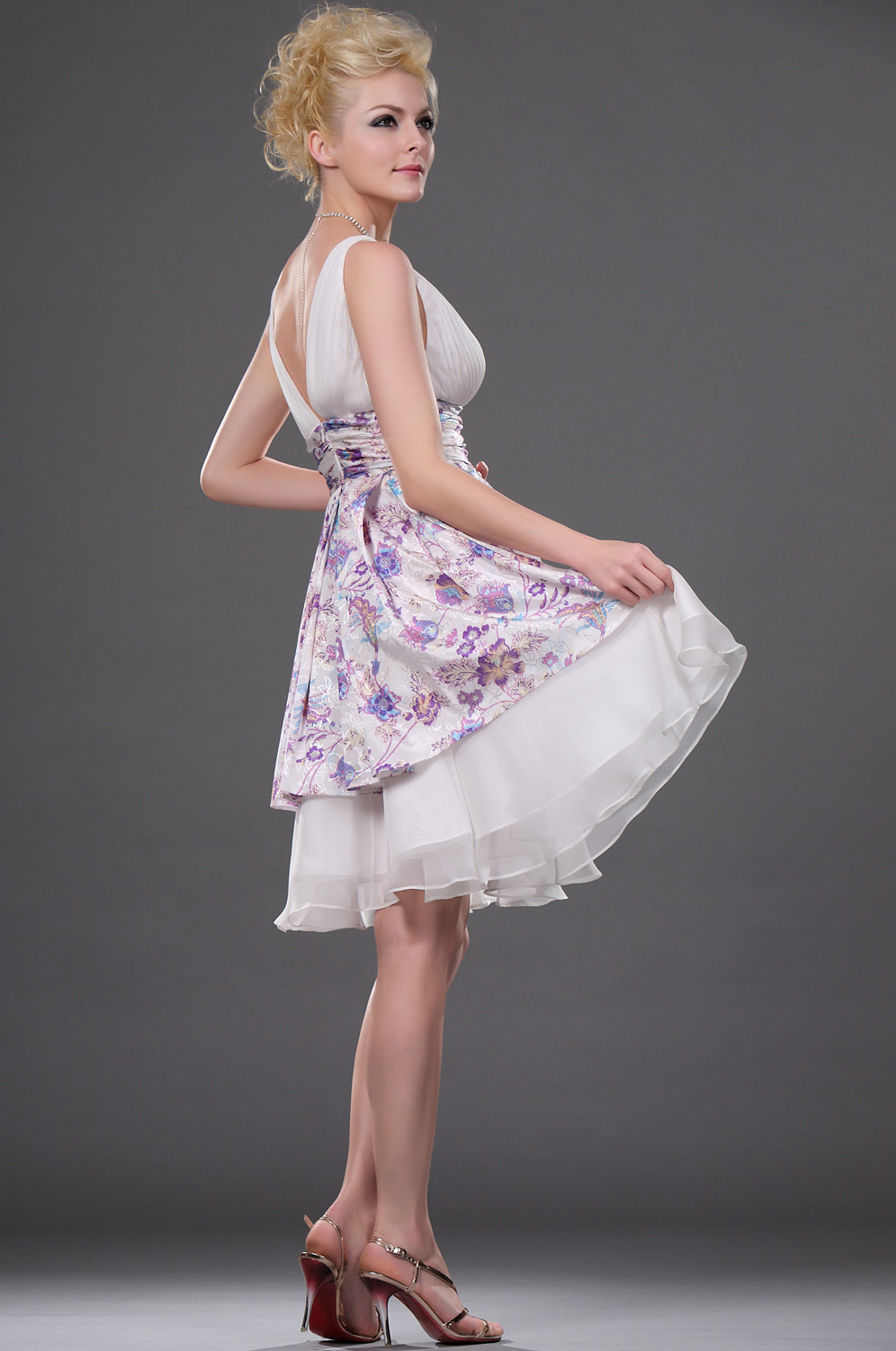 2011 Petite Floral V-neck Parti robe
