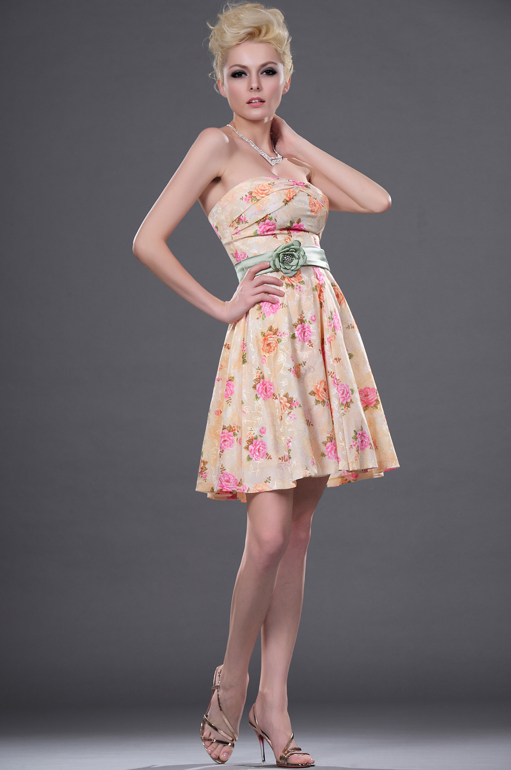 2011 New Strapless Floral Cocktail Dress