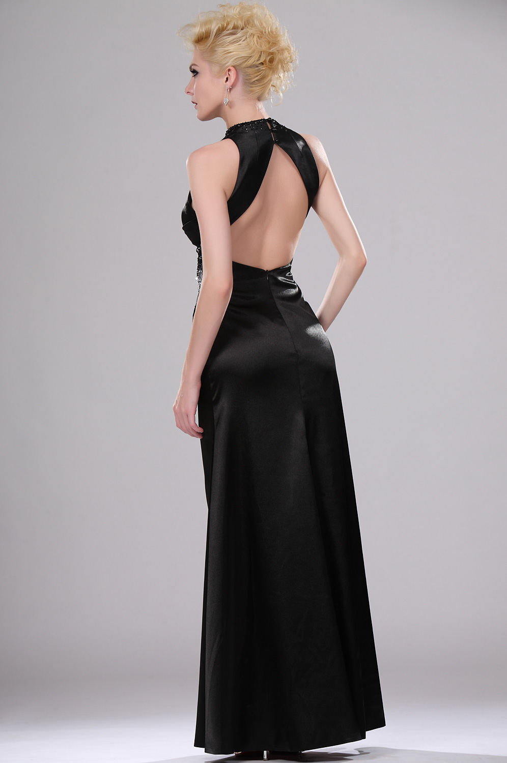 Sexy Schwarz Tief Ausschnitt Abendkleid