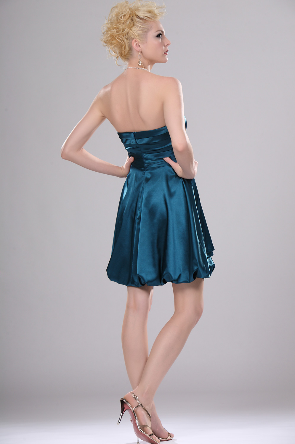 Adorable de Pliegue Vestido de Fiesta/Velada sin Tirante