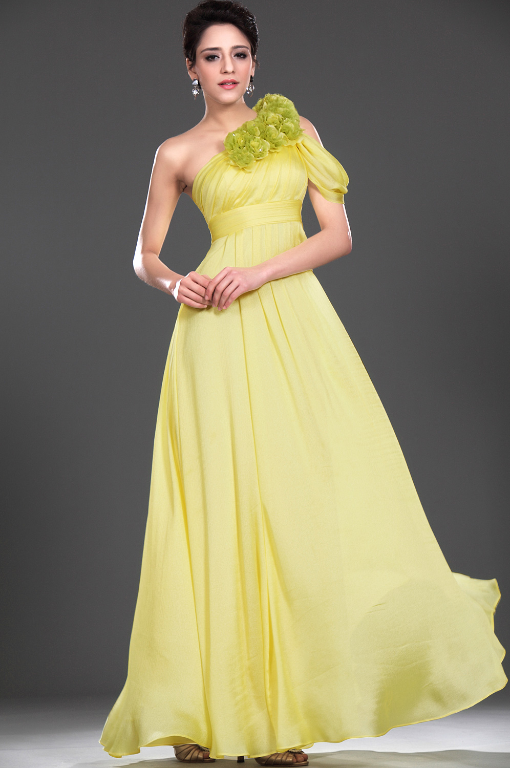 New Elegant Beaded One Shoudler Evening Dress