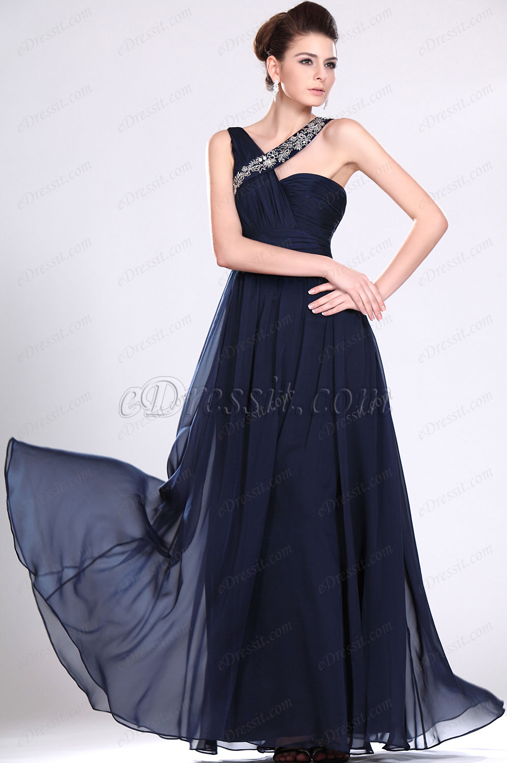 Neue Artikel Perlen Wunderbares dunkelblaues Abendkleid