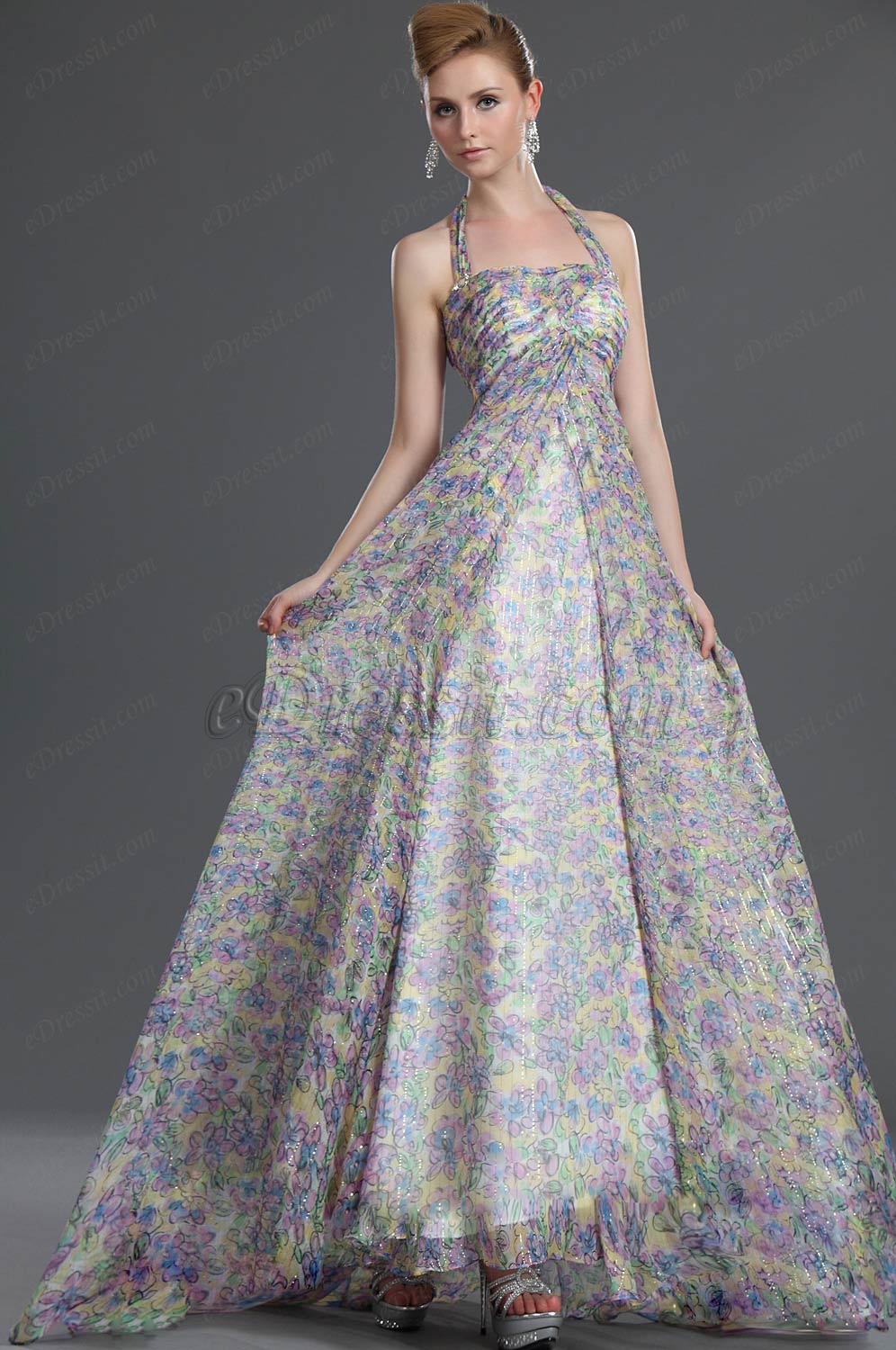 Elégante Licou 100% Soie Robe de Soirée