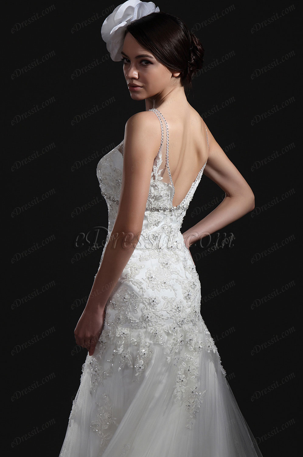 New Charming White Lace Wedding Gown