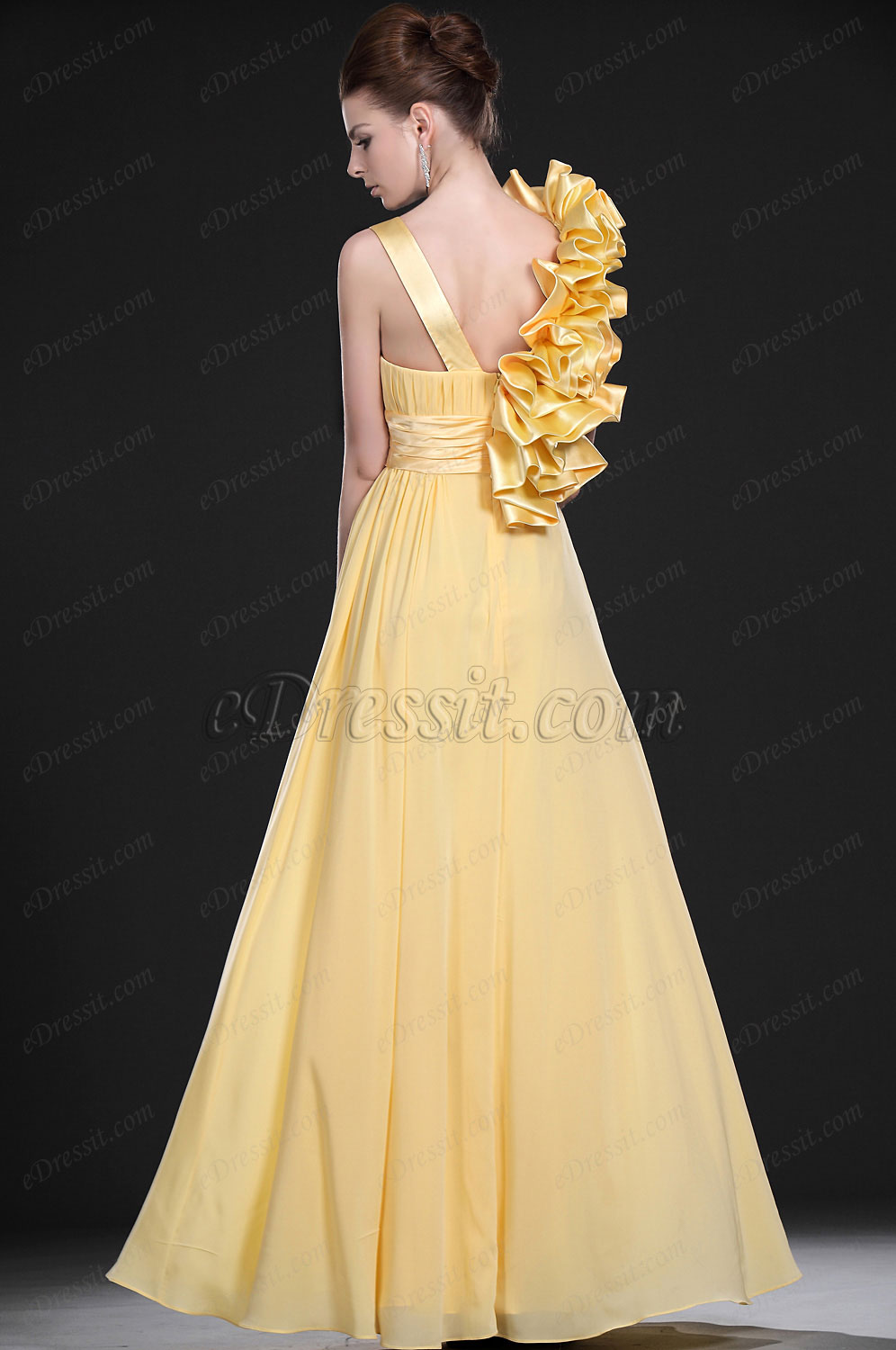 Neu Leuchtend Stilvoll Gelb Abendkleid